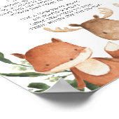 ウッドランド友人赤ちゃんシャワーおむつ思考のサイン ポスター (角)