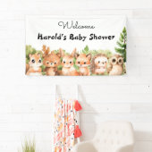 ウッドランド喜び赤ちゃんシャワーへようこそ 横断幕 (インサイチュ)