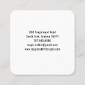 ウッドランド図解入りの、写真付きのフォークアートブラックラビット スクエア名刺 (裏面)