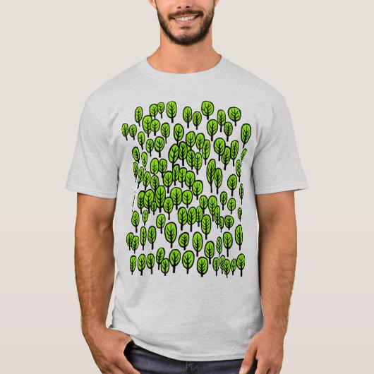 ウッドランド地図 – 緑の木 Tシャツ (正面)