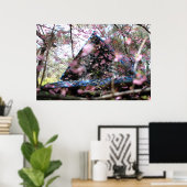 ウッドランド妖精の家ピンクの花と ポスター (ホームオフィス)