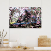 ウッドランド妖精の家ピンクの花と ポスター (キッチン)