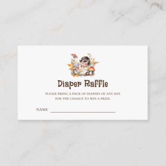 ウッドランド妖精の赤ちゃんシャワーおむつラッフルチケット エンクロージャーカード (正面)