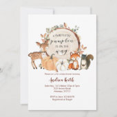 ウッドランド小さなかぼちゃが赤ちゃんシャワーの途中にある 招待状 (正面)