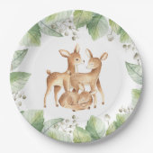 ウッドランド小さな鹿の赤ちゃんシャワー ペーパープレート (正面)