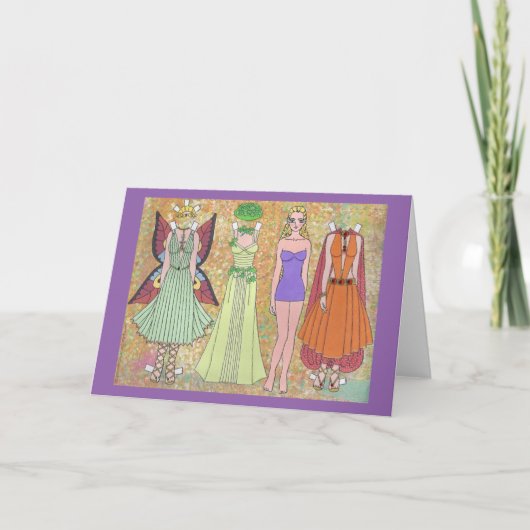 ウッドランド小妖精や小人紙ドールカー空白のド シーズンカード (正面)