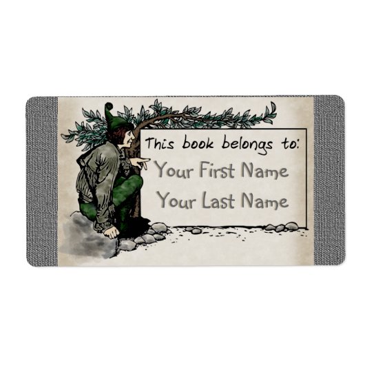ウッドランド小妖精や小人(パーソナライズされた蔵書票) ラベル (正面)