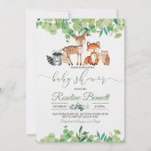 ウッドランド少年の緑のベビーシャワー 招待状 (正面)