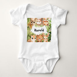 ウッドランド少年の赤ちゃんシャワー ベビーボディスーツ