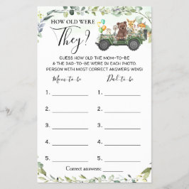 ウッドランド彼らは赤ちゃんシャワーのゲームカード チラシ