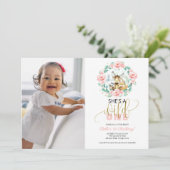 ウッドランド彼女はワイルドワンフォトファースト誕生日 招待状 (スタンド正面)