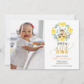 ウッドランド彼女はワイルドワンフォトファースト誕生日Invだ 招待状 (正面)