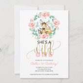 ウッドランド彼女はワイルド・ワン・ファースト・誕生日 招待状 (正面)