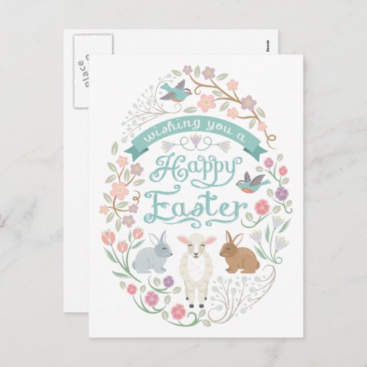 ウッドランド復活祭の卵はがき シーズンポストカード (正面/裏面)
