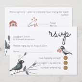 ウッドランド愛の鳥の結婚式RSVPメニュークラフト素朴 招待状 (正面/裏面)