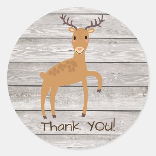 ウッドランド感謝していの鹿ユー・ステッカー ラウンドシール (正面)