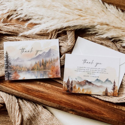 ウッドランド感謝カード フォレスト リアルな秋の落ち着いた雰囲気 サンキューカード