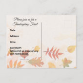 ウッドランド感謝祭パーティーの友人と家族 インビテーションポストカード (裏面)