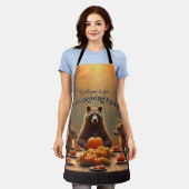 ウッドランド感謝祭パーティーの友人と家族 エプロン (着用した状態)