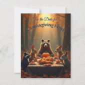 ウッドランド感謝祭パーティーの友人と家族 セーブザデート (正面)