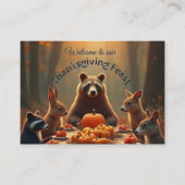 ウッドランド感謝祭パーティーの友人と家族 プレイスカード (正面)