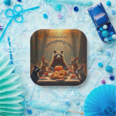 ウッドランド感謝祭パーティーの友人と家族 ペーパープレート (パーティー)