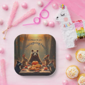 ウッドランド感謝祭パーティーの友人と家族 ペーパープレート (パーティー)