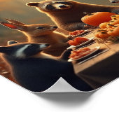 ウッドランド感謝祭パーティーの友人と家族 ポスター (角)