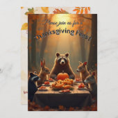 ウッドランド感謝祭パーティーの友人と家族 招待状 (正面/裏面)