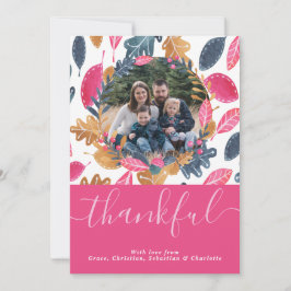 ウッドランド感謝祭写真テンプレートリーフパターン シーズンカード