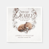 ウッドランド我々は冬の赤ちゃんシャワーを待つことができる スタンダードカクテルナプキン (正面)