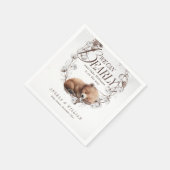 ウッドランド我々は冬の赤ちゃんシャワーを待つことができる スタンダードカクテルナプキン (角)