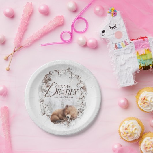 ウッドランド我々は冬の赤ちゃんシャワーを待つことができる ペーパープレート (パーティー)