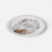 ウッドランド我々は冬の赤ちゃんシャワーを待つことができる ペーパープレート (アングル)