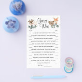 ウッドランド推測誰が赤ちゃんシャワーゲームカード チラシ (シングル)