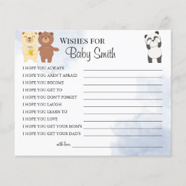ウッドランド新生児の赤ちゃんシャワーカードの願い チラシ