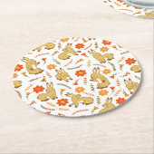 ウッドランド春バニーラビットフローラ ラウンドペーパーコースター (アングル)