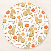 ウッドランド春バニーラビットフローラ ラウンドペーパーコースター (正面)