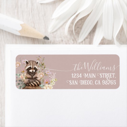 ウッドランド春フローラガールベビーシャワー ラベル (インサイチュ)