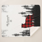 ウッドランド松の森クマ家族クリスマスの名前 シェルパブランケット (正面(横))