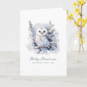 ウッドランド松フクロウ目出しクリスマスフォールディング カード (黄色い花)