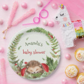 ウッドランド林フローラベビーハリネズミ赤ちゃんシャワー ペーパープレート (パーティー)