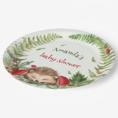 ウッドランド林フローラベビーハリネズミ赤ちゃんシャワー ペーパープレート (アングル)