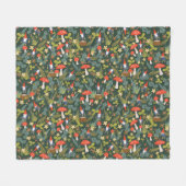 ウッドランド格言&マッシュルーム フリースブランケット (正面(横))