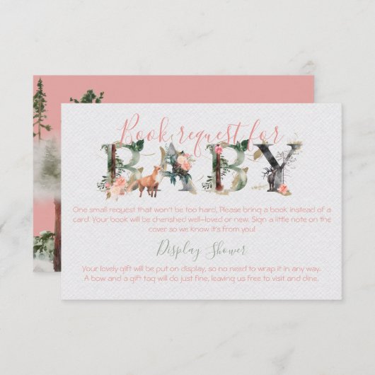 ウッドランド森林のベビー・ディスプレイシャワー用の本 招待状 (正面/裏面)