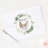 ウッドランド森林の友人の動物の誕生日 ラウンドシール (封筒)