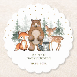 ウッドランド森林の緑のケーキのトップシャワーの好意 ペーパーコースター