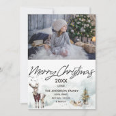 ウッドランド森林の群れ鹿の写真メリークリスマス シーズンカード (正面)