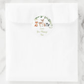 ウッドランド森林の赤ちゃんシャワーここにメッセージを愛する ラウンドシール (バッグ)