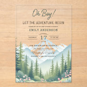 ウッドランド森林の赤ちゃんシャワーを冒険を開始 アクリル招待状 (正面)